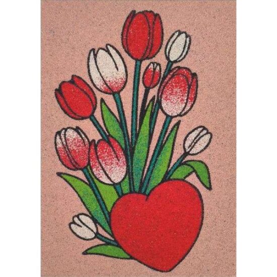 Szíves tulipán homokkép