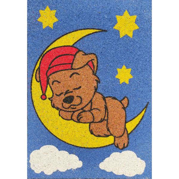 Alvó maci homokkép sablon színes homokkal.