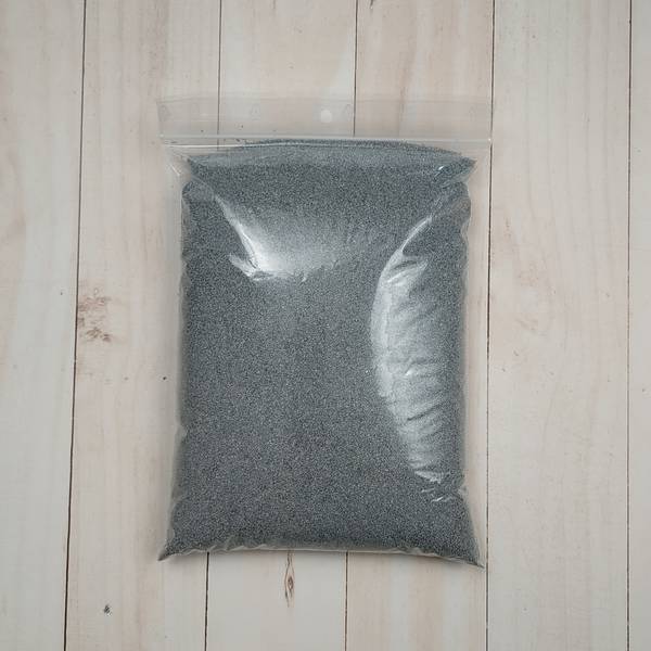 Grey decorative quartz sand in bag, 0.4-0.8 mm grain size, 30 g.