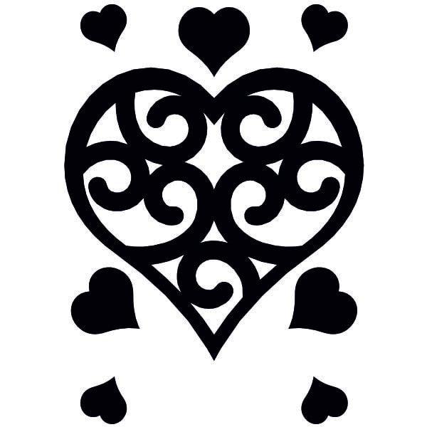 Heart-shaped sand art template with decorative swirls.