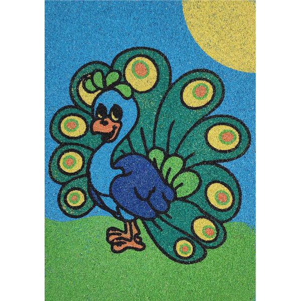 Peacock sand art from Madarak homokkép csomag set.