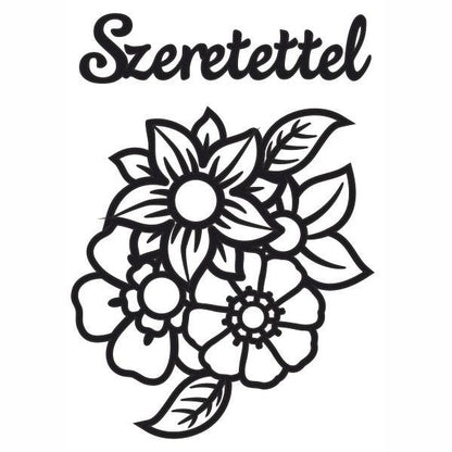 Anyák napi virágok homokkép sablon szeretettel felirattal.