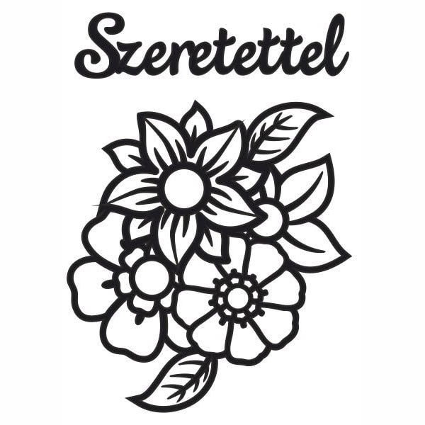 Akciós lányos homokkép csomag sablon virágokkal és Szeretettel felirattal.