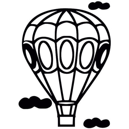 Air vehicle sand art template with hot air balloon design.