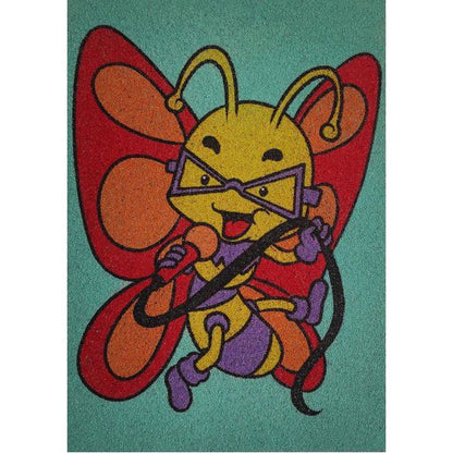 Colorful butterfly-themed sand art for boys with creative design.