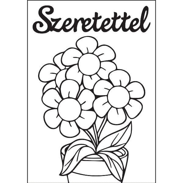 Cserepes margaréta homokkép sablon szeretettel felirattal.