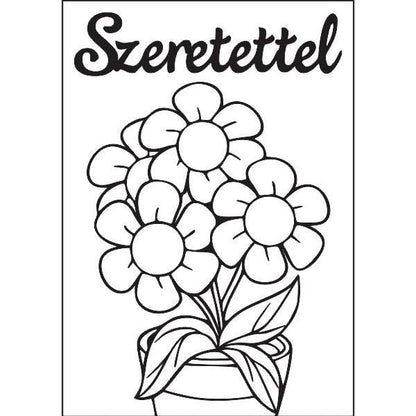 Cserepes margaréta homokkép sablon szeretettel felirattal.