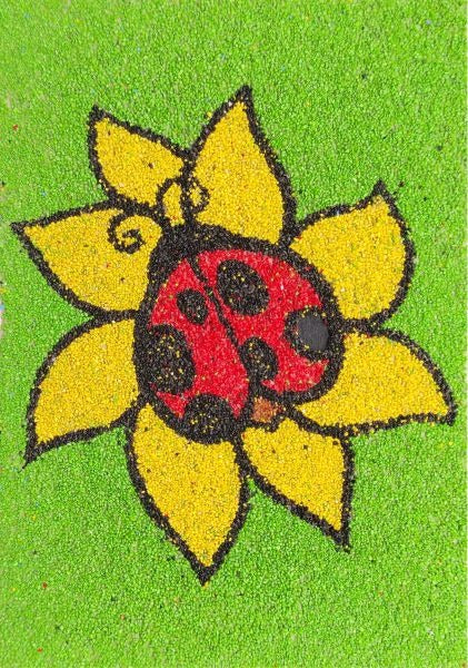 Rovarok homokkép csomag színes sablon ladybug virágotábrázolással.