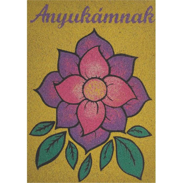 Colorful sand art featuring a flower design with "Anyukámnak" text, perfect for creative crafting.