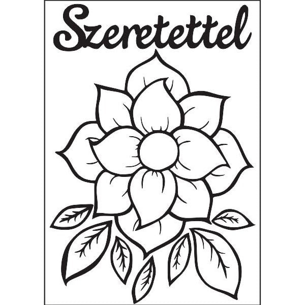 Szellőrózsa szeretettel homokkép sablonkép kontúrvonalakkal.