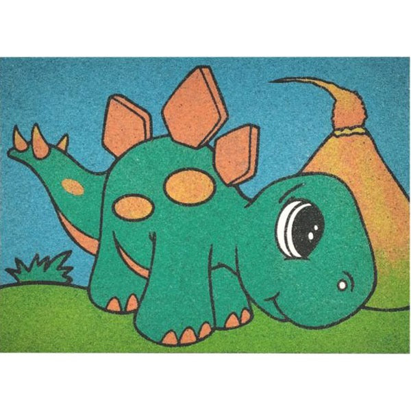 Ősidő állatai homokkép csomag, színes homok dinoszaurusz kép.