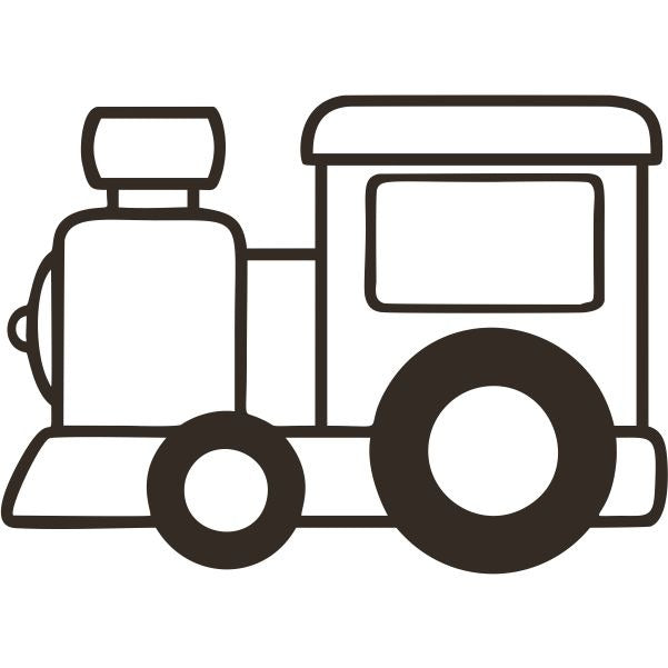 Train-shaped sand art stencil for crafting activities.