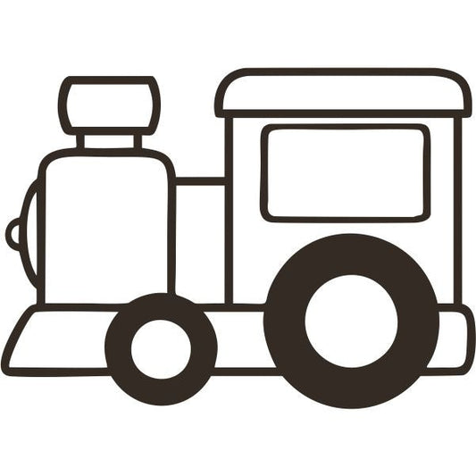 Train-shaped sand art stencil for crafting activities.