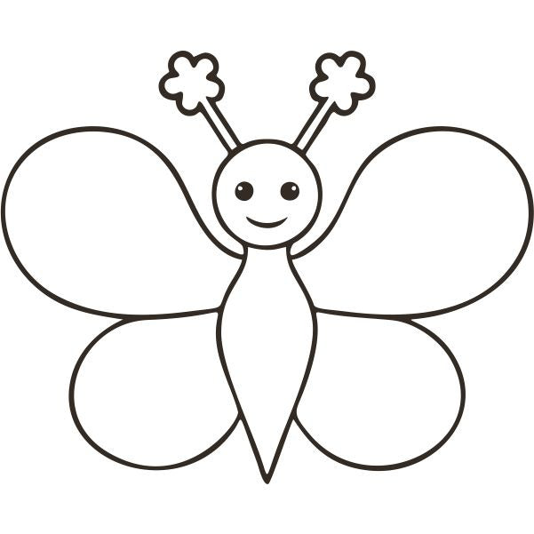 Simple butterfly sand art template with smiling butterfly outline for creative sand painting.
