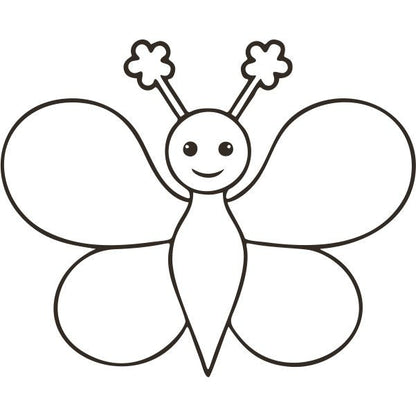 Simple butterfly sand art template with smiling butterfly outline for creative sand painting.