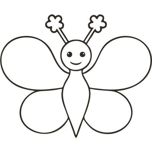 Simple butterfly sand art template with smiling butterfly outline for creative sand painting.