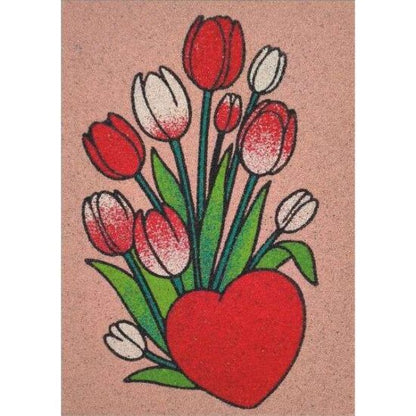 Szíves tulipán homokkép
