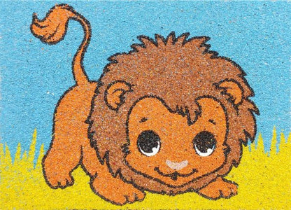 Cute lion sand art from Afrika állatai homokkép set.