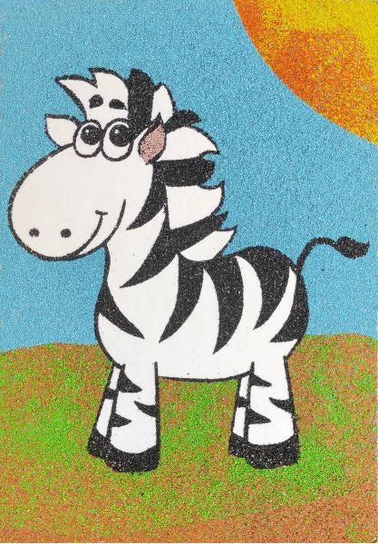 Afrika állatai homokkép csomag zebra minta színes homokfestés.