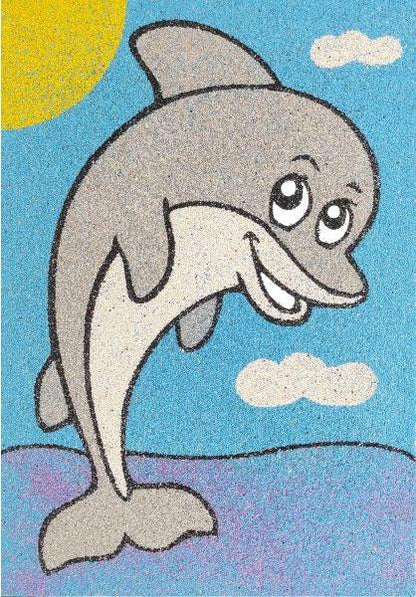 Vízi világ homokkép csomag - delfin minta színes homokképe gyerekeknek.