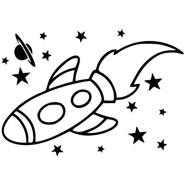 Air vehicle sand art template with rocket design and stars for creative decorating.