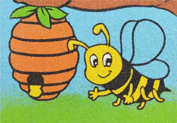Rovarok homokkép csomag színes méhecske és kaptár homokfestés sablonnal.
