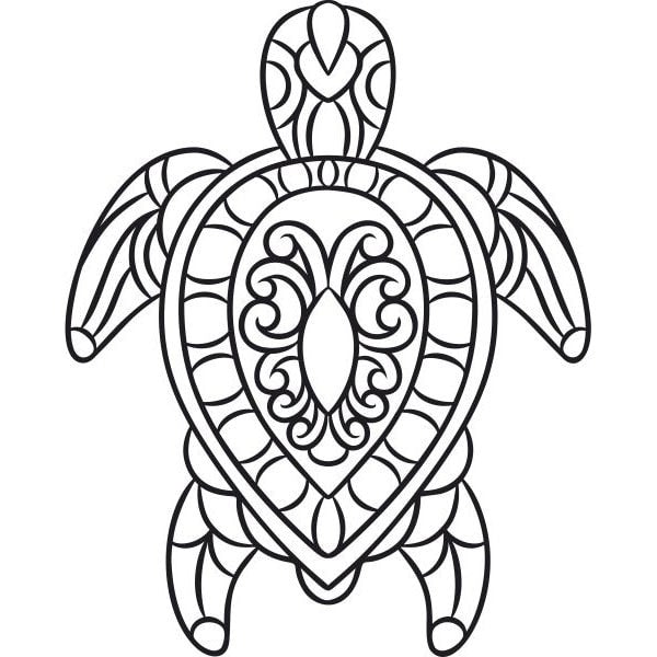 A4 méretű homokkép sablon teknős mintával, részletgazdag vonalakkal.