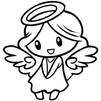 Angel sand art template for creative kids' craft activities.
