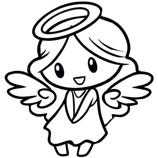 Angel sand art template for creative kids' craft activities.
