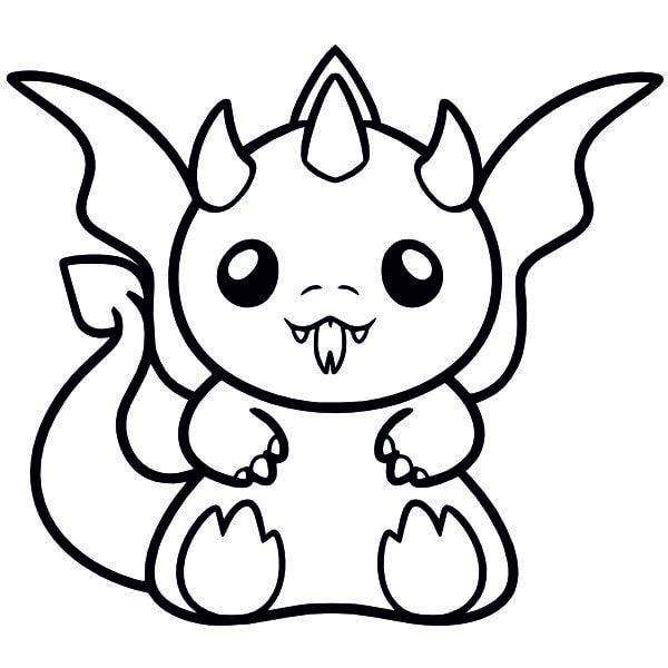 Cute baby dragon line drawing for sand painting activity.