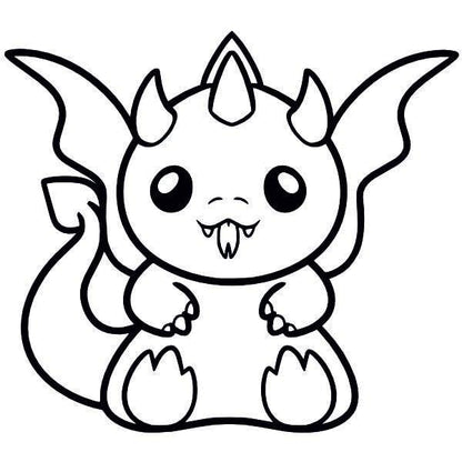 Cute baby dragon line drawing for sand painting activity.