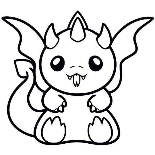 Cute baby dragon line drawing for sand painting activity.