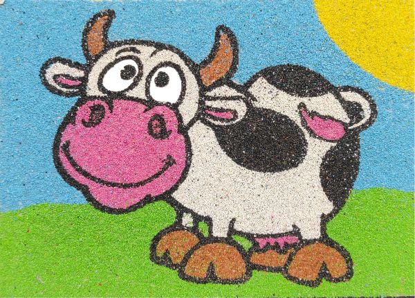 Boci homokkép colorful sand art kit with cow design.