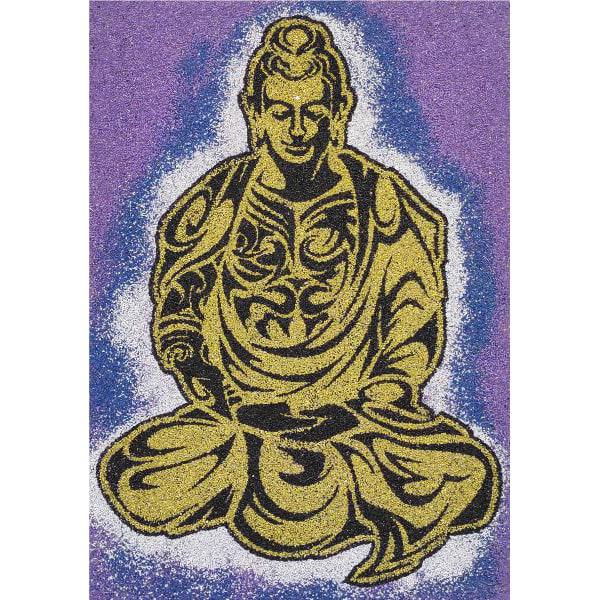 Buddha sand art kit with decorative sand and A4 template.