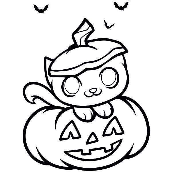 Cat and pumpkin sand art template for children.