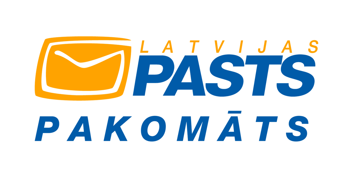 Latvijas Pasts Pakomāts logo for delivery service.