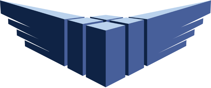 logo featuring stylized geometric shapes in blue for delivery services