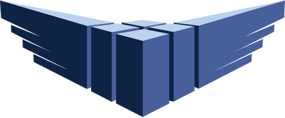 logo featuring stylized geometric shapes in blue for delivery services