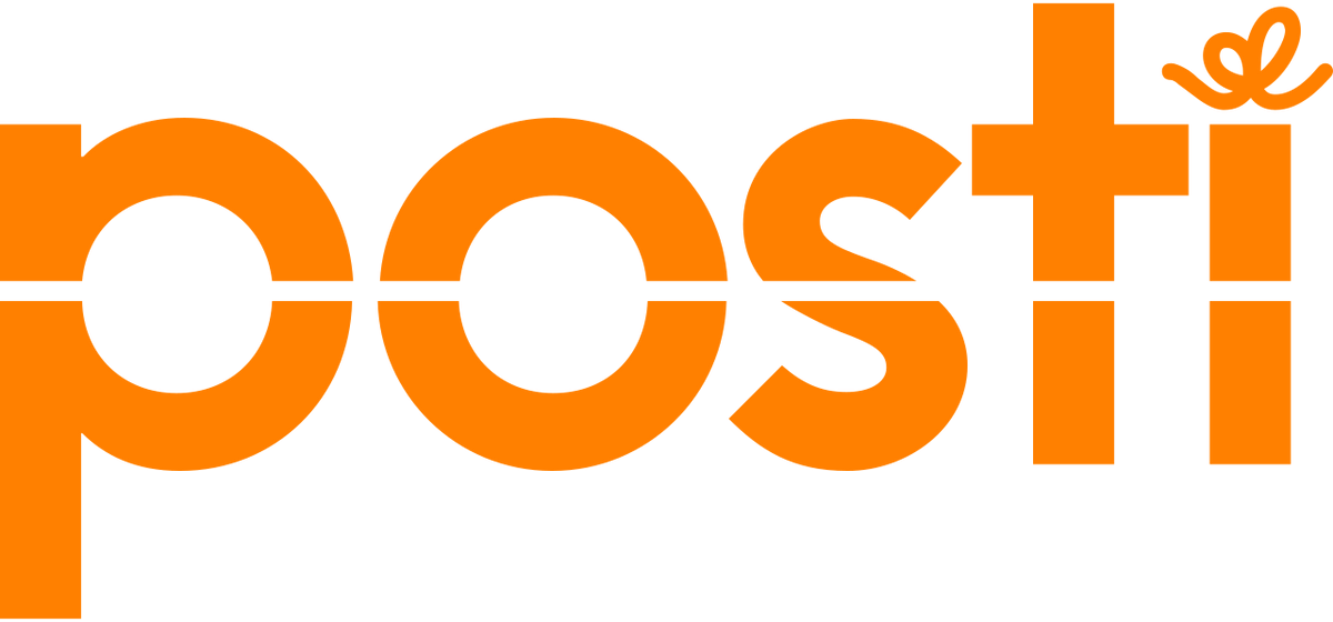 Orange Posti logo on transparent background.