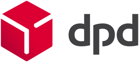 DPD delivery logo with red cube design.
