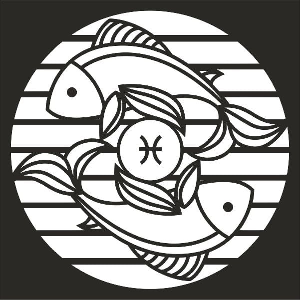 Fish Horoscope sand art template for creative kids.