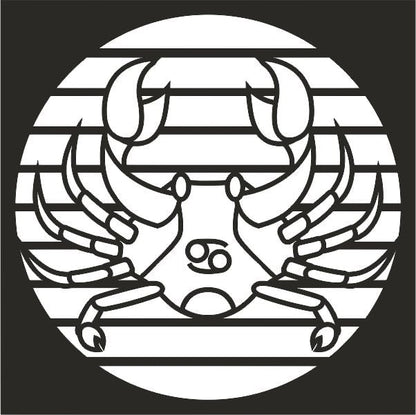 Rák Horoszkóp homokkép sablon fekete-fehér mintával.