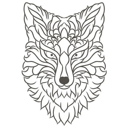 Adult sand art template of a wolf design from Felnőtt homokkép csomag.