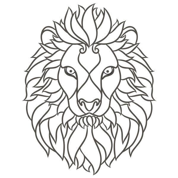 Majestic lion sand art template drawing for relaxation and decoration.