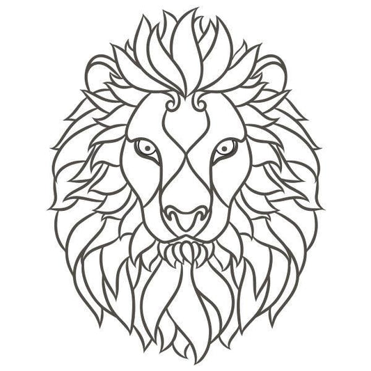 Majestic lion sand art template drawing for relaxation and decoration.