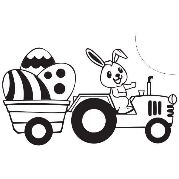 Traktoros nyúl homokkép sablon, kreatív homokfestés gyerekeknek.