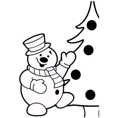 Snowman Christmas tree sand art template for kids.