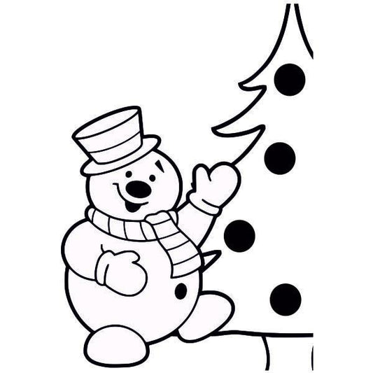 Snowman Christmas tree sand art template for kids.
