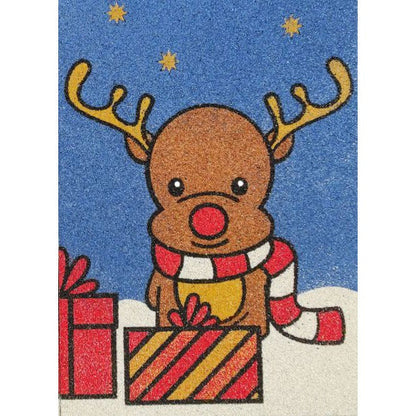 Cute reindeer sand art with gifts and starry night background from the Mikulás homokkép csomag.