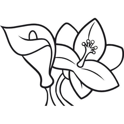 Kála és liliom homokkép sablon kontúrvonalakkal.